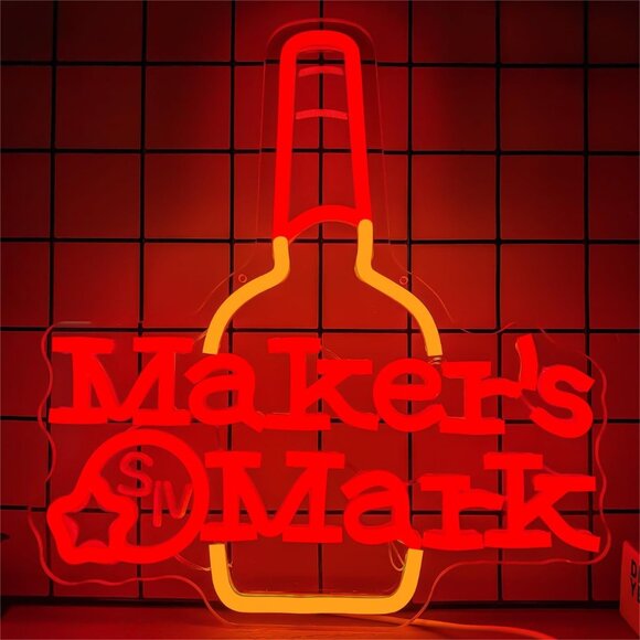 Makesr Mark whiskey Neon Sign for Bar Pub Man Cave and Party Bright Led Light